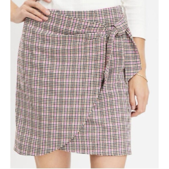 LOFT Plaid School Girl Skirt Woman’s Sz 6 Small Pink Preppy Academia Clueless - Picture 2 of 8